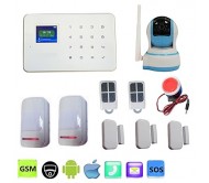 Wireless GSM Home House Burglar Alarm System Call SMS App Security + Alarma Wifi Ip Camera 720p HD Night vision PTZ  